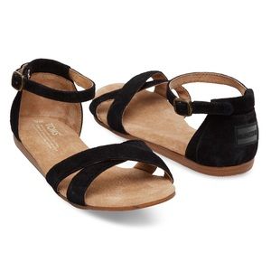TOMS Black & Tan Correa Suede Sandal